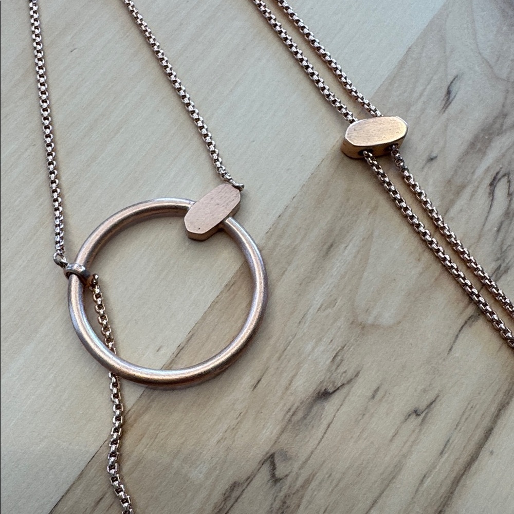 Kendra Scott Tegan Y Necklace Rose Gold with Slide Closure Lariat Style - Picture 6 of 10